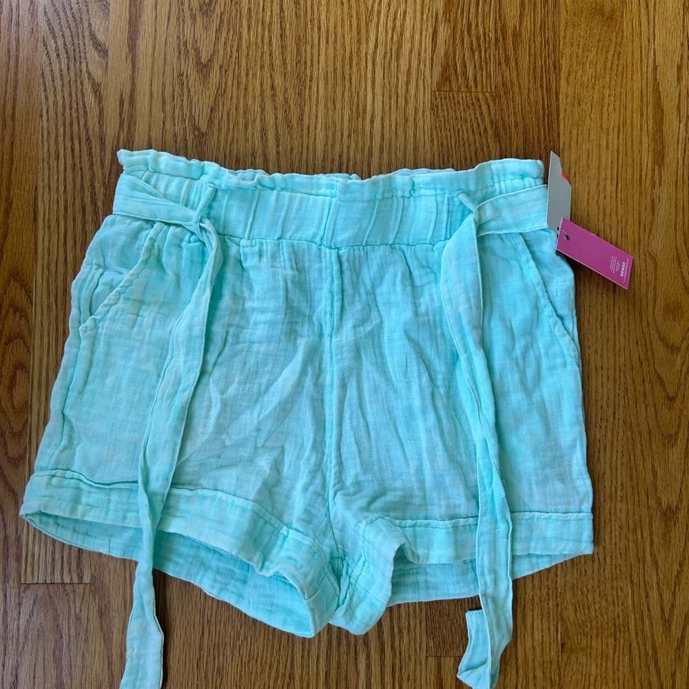 Simply Southern High Waist Blue Shorts with Tie Detail